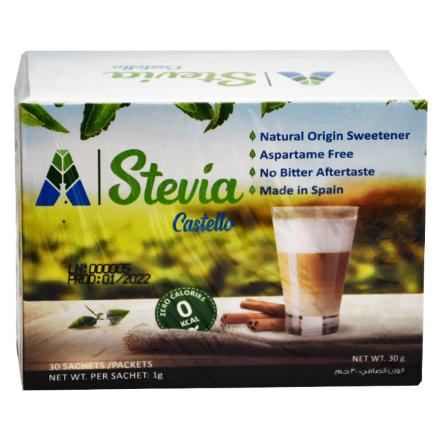 Stevia Castello No Calorie Sweetener 30 Sachets X 1gm