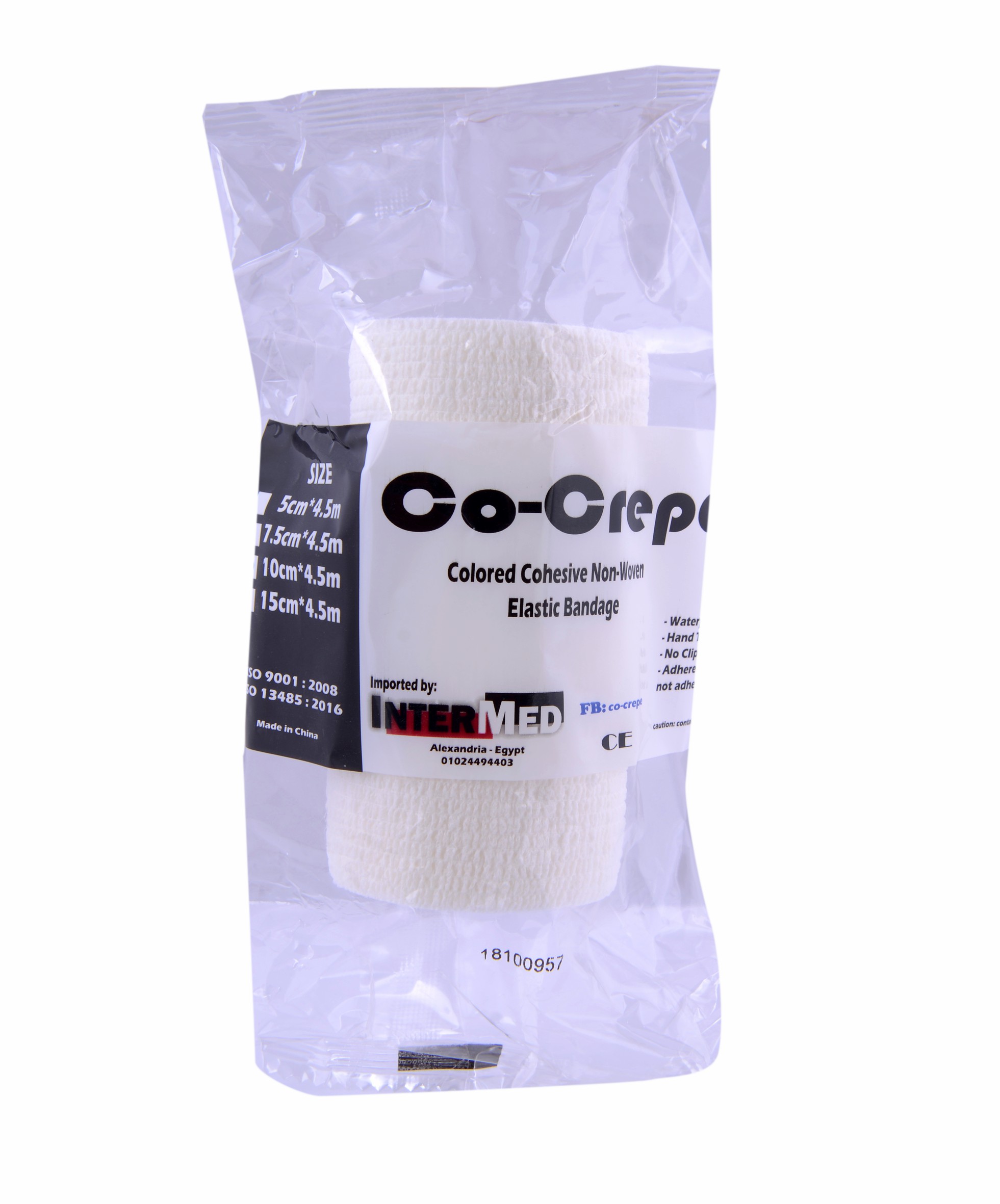 Elastic Cohesive Bandage Co Crepe 10Cm/White