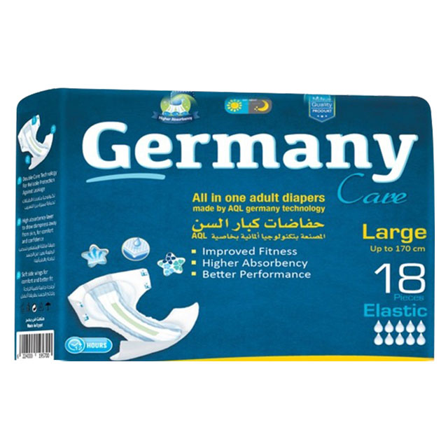 Germany Care Adult Diapers Large 18 pieces +2 Masks (Offer Pack)