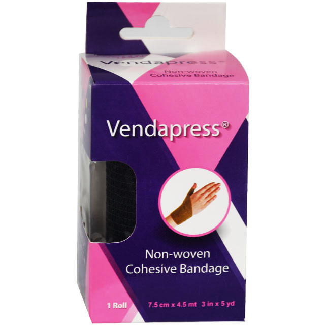 Vendapress Cohesive Bandage 7.5Cmx4.5 Metre (Black)
