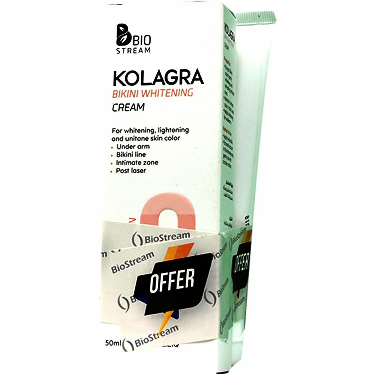 Kolagra C Body Whitening Cream 50ml + Kolagra C Bikini Whitening Wash 150/200ml Free gift (Offer Pack)