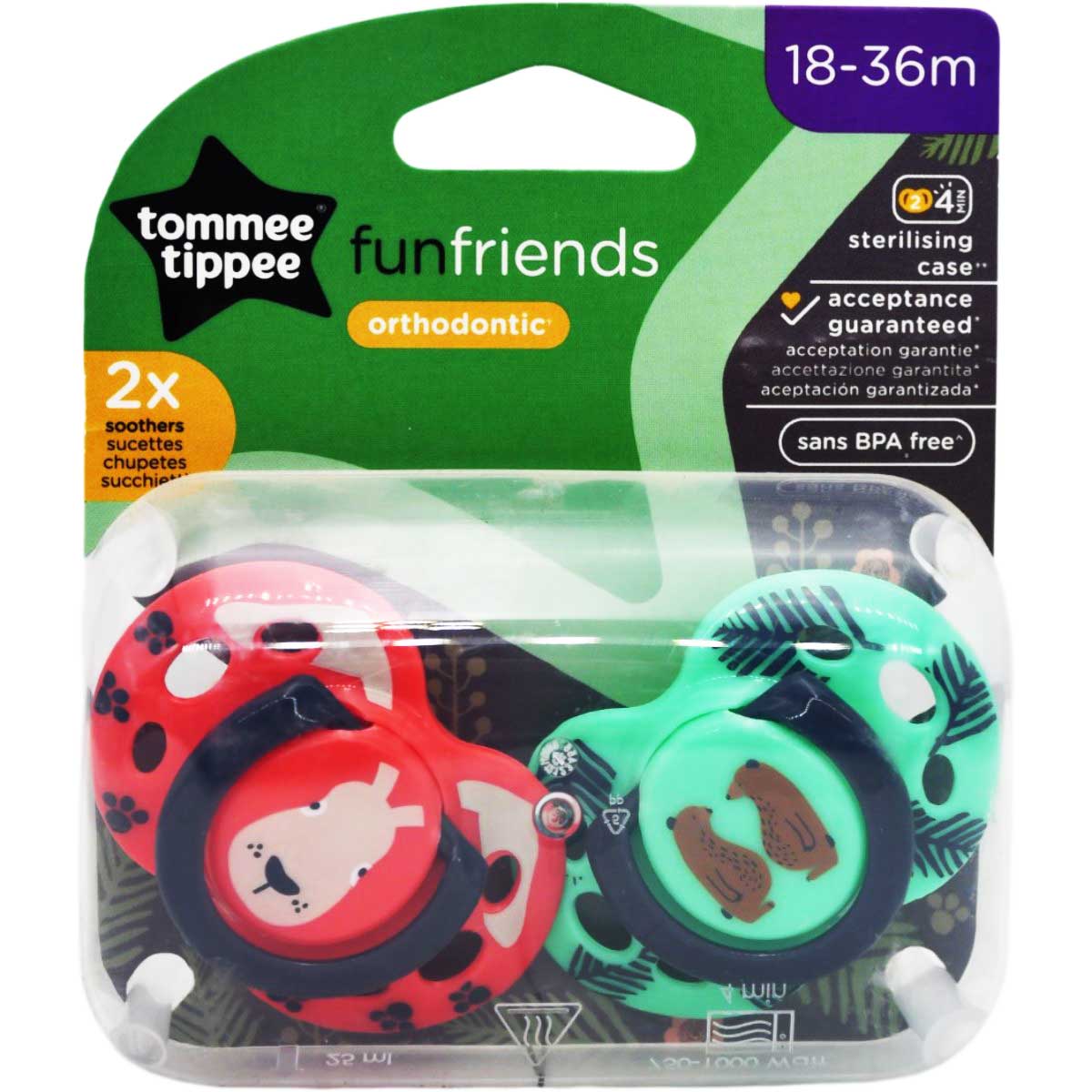 Tommee Tippee Fun Friends Orthodontic Soother (18-36 Month) 2 Pieces