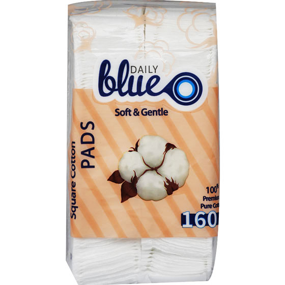 Daily Blue Square Cotton Pads 160 Pieces