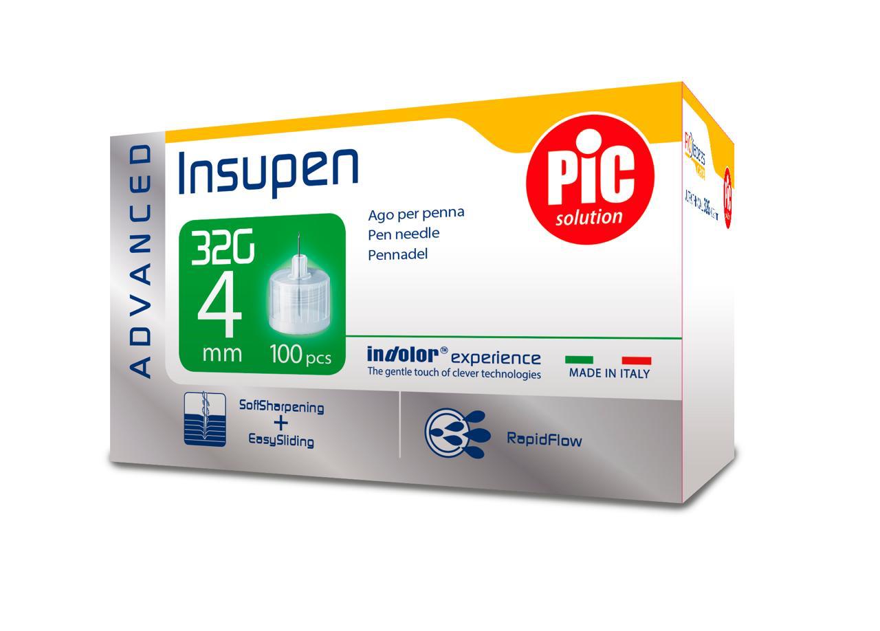 Insupen 4mm x 32G 100 Pen Needles Advanced/Pic