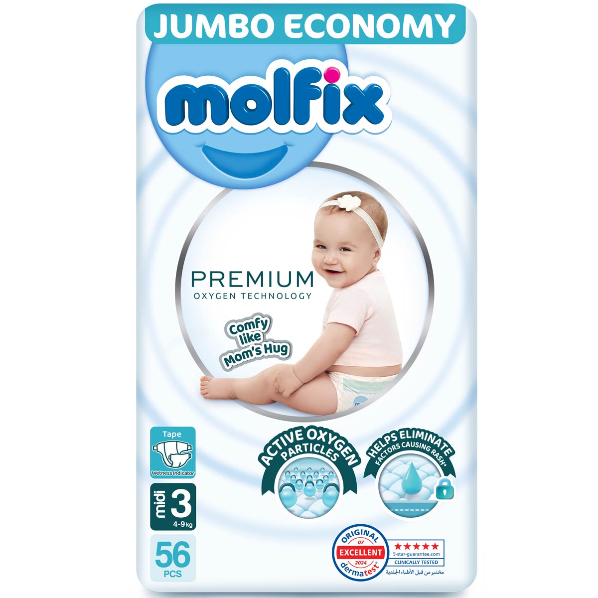 Molfix Premium (3) Midi 4-9kg 56 Pieces