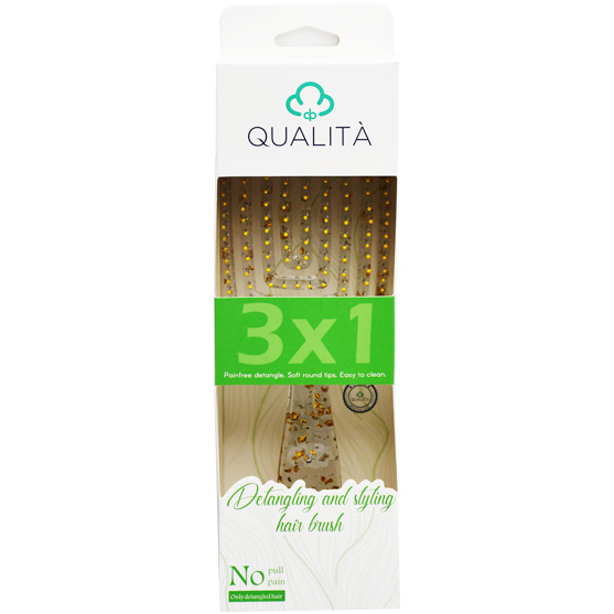 Qualita Detangling and Styling White Transparent Hair Brush