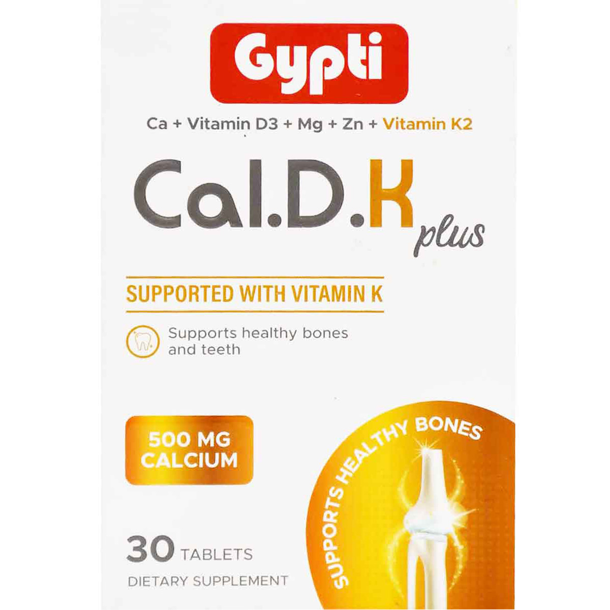Gypti Cal D K Plus 500 mg 30 Tablets