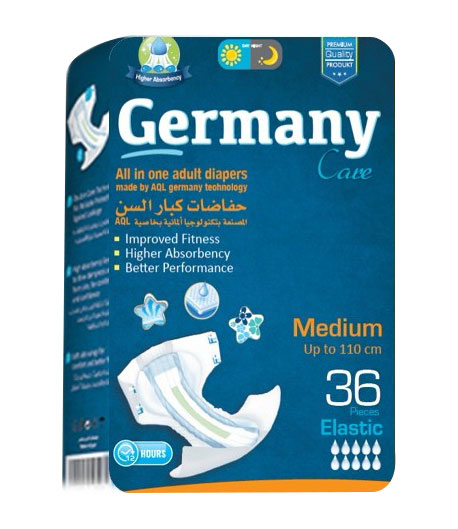Germany Care Adult Diapers Medium 36 pieces + 2Masks (Offer Pack)