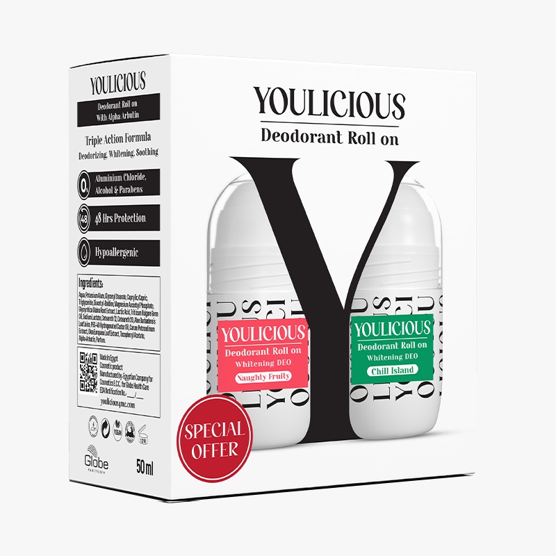 Youlicious Deodorant Roll On Naughty Fruity and Chill Island 2 x 50ml (Offer Pack)
