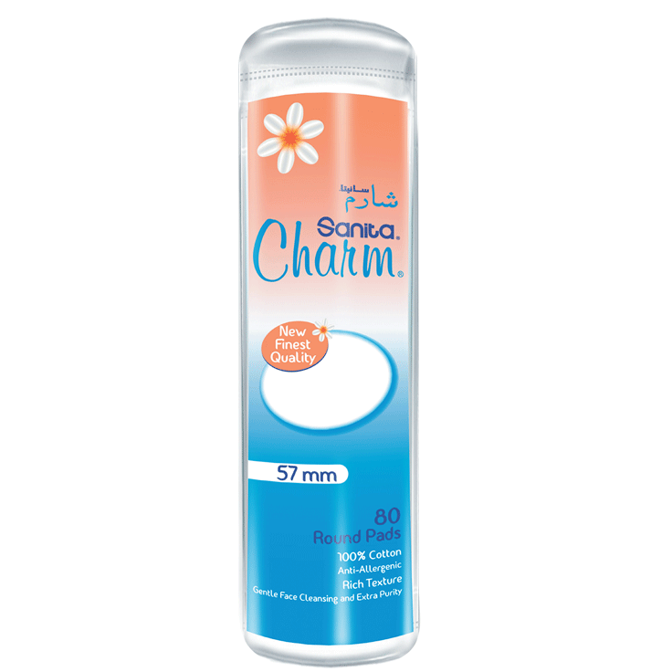 Sanita Charm Round Pads Cotton 80 Pieces