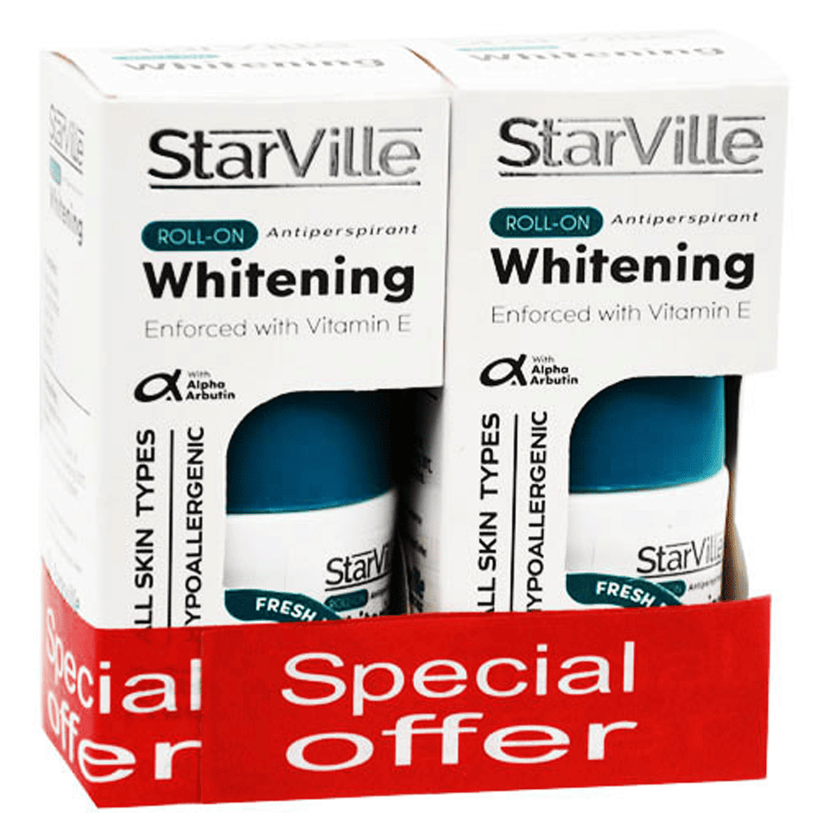StarVille Whitening Fresh Breeze Roll On 2*60ml (Offer Pack)