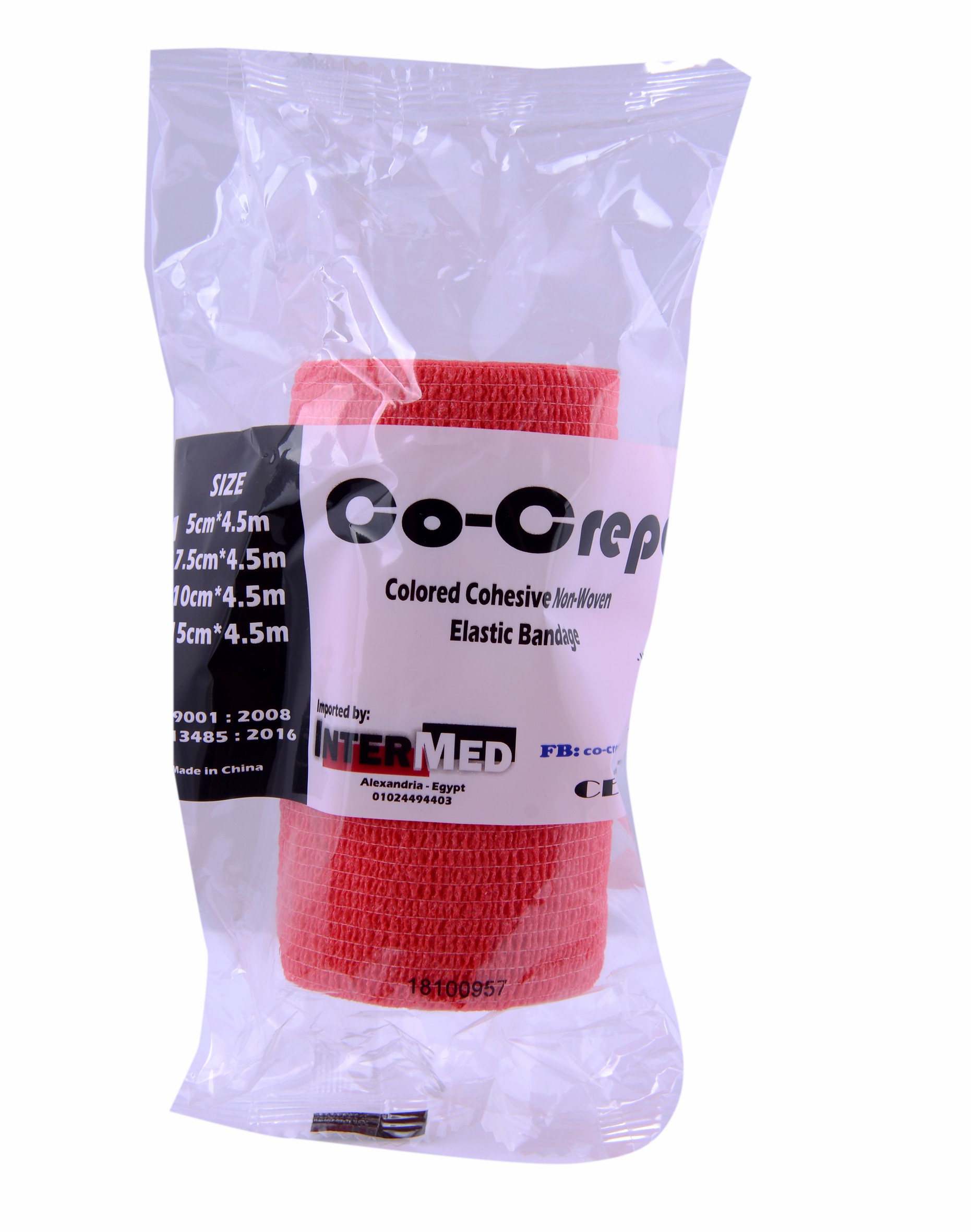 Elastic Cohesive Bandage Co Crepe 10Cm/Red