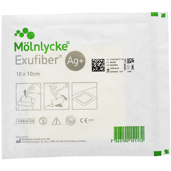 Molnlycke Exufiber Ag Plus 10 x 10cm
