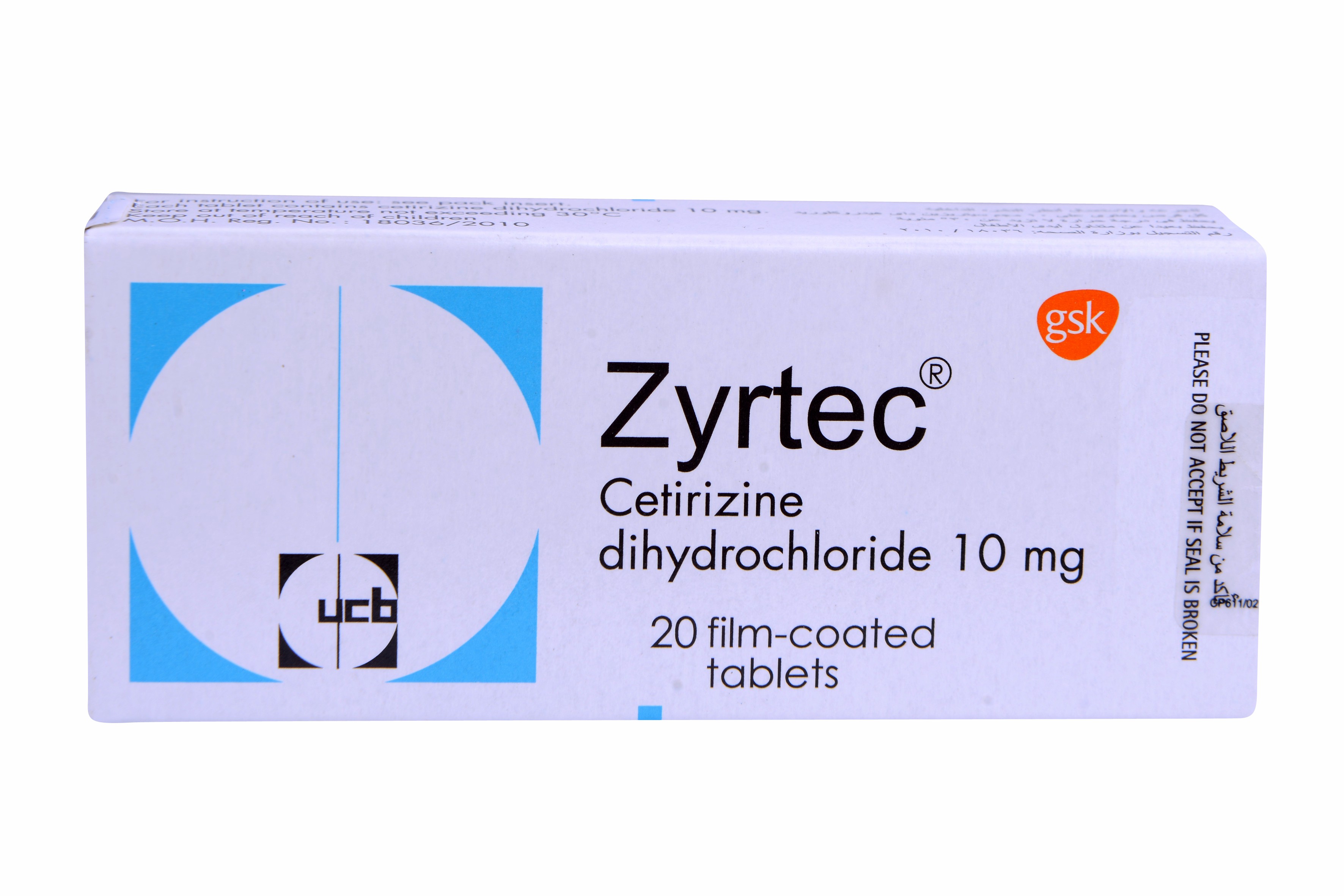 Zyrtec 10mg 20 Tablets