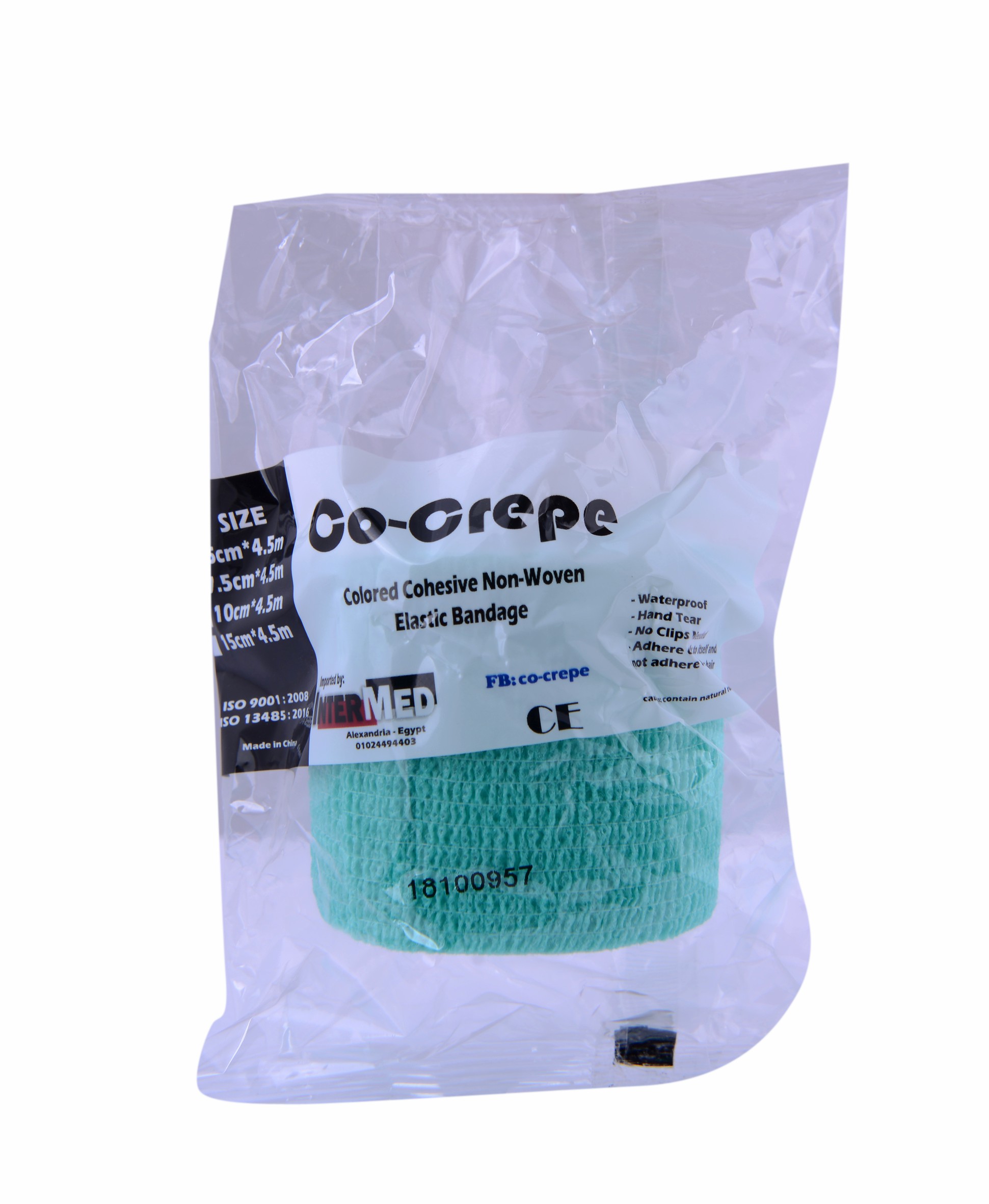 Elastic Cohesive Bandage Co Crepe 5Cm/Green