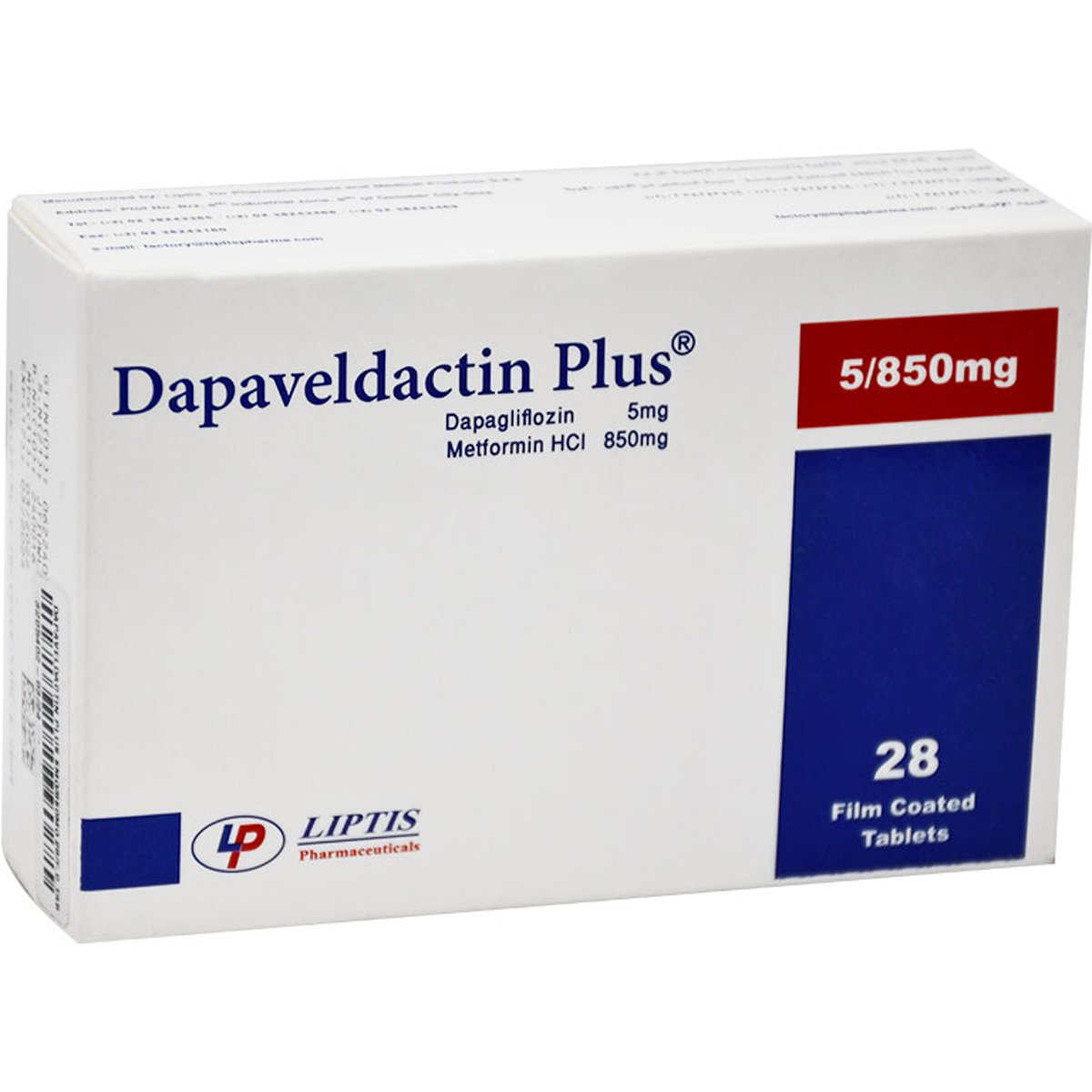 Dapaveldactin Plus 5Mg/850mg 28 Film Coated Tablets