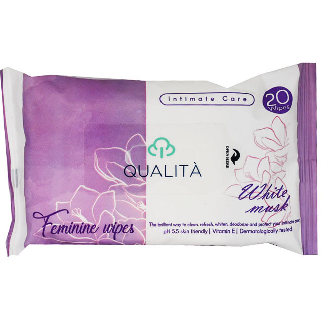 Qualita Feminine Wipes White Musk 20 pieces