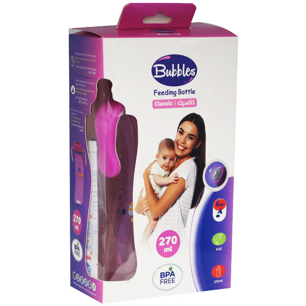 Bubbles Classic Bottle With Hand (6)Month Pink 270ml