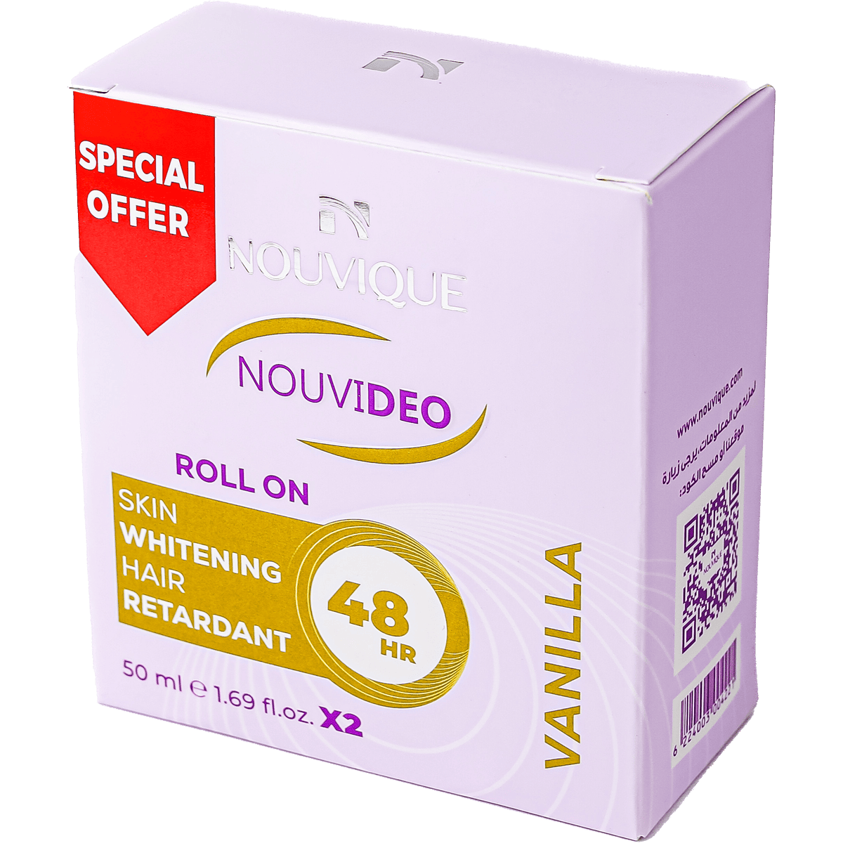 Nouvique Nouvideo Vanilla Deodorant Roll On for Women 2x50 ml (Offer Pack)