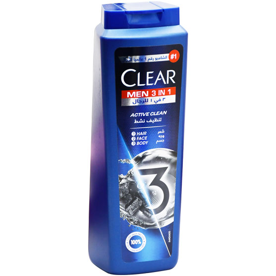 Clear Men 3X1 Active Clean Charcoal Shampoo 550ml