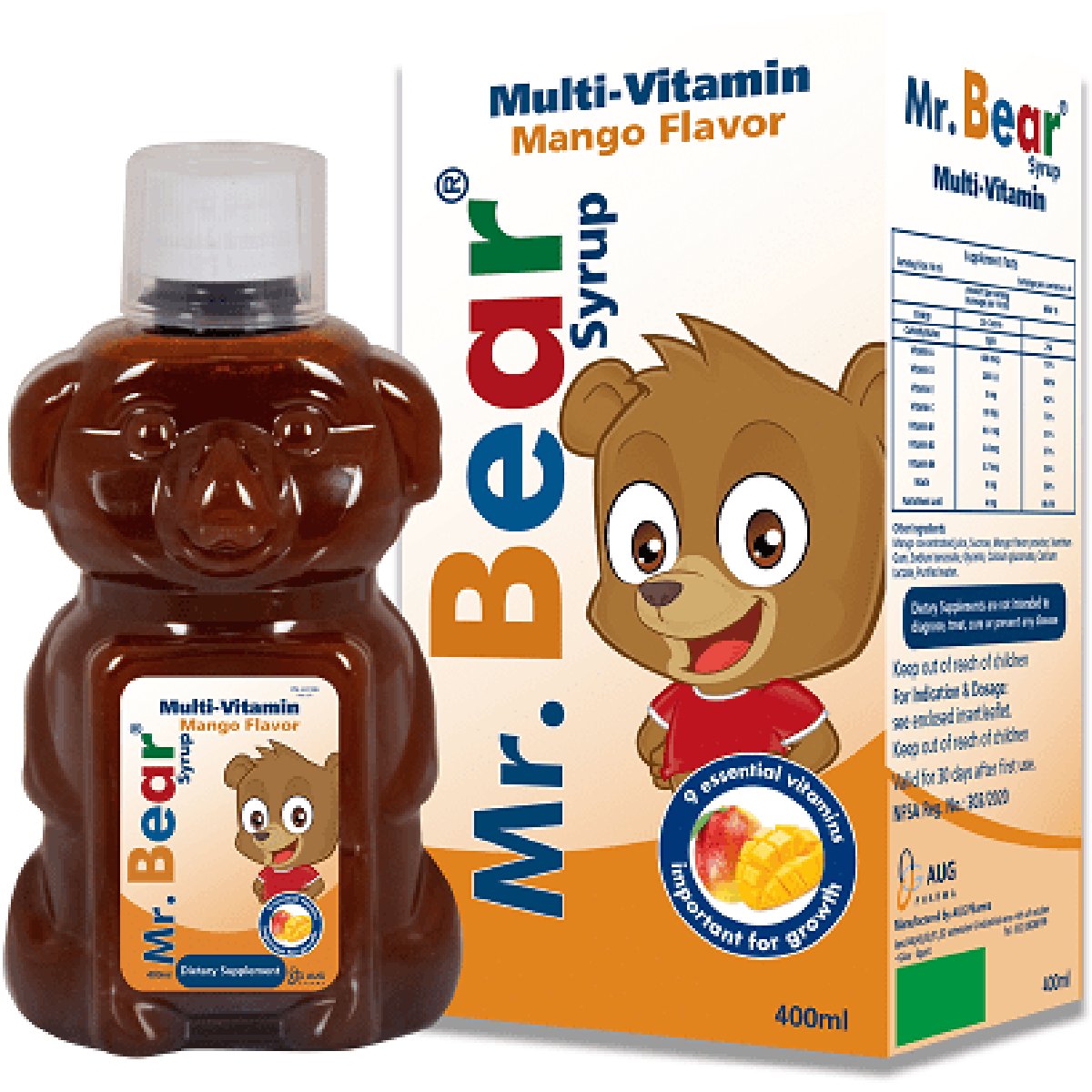 Mr Bear Fruit Juice Concentrated Mango + Multi Vitamins400m Syrup