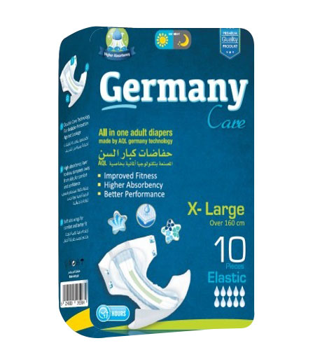 Germany Care Adult Diapers Xlarge 10 pieces + 2 Masks (Offer Pack)