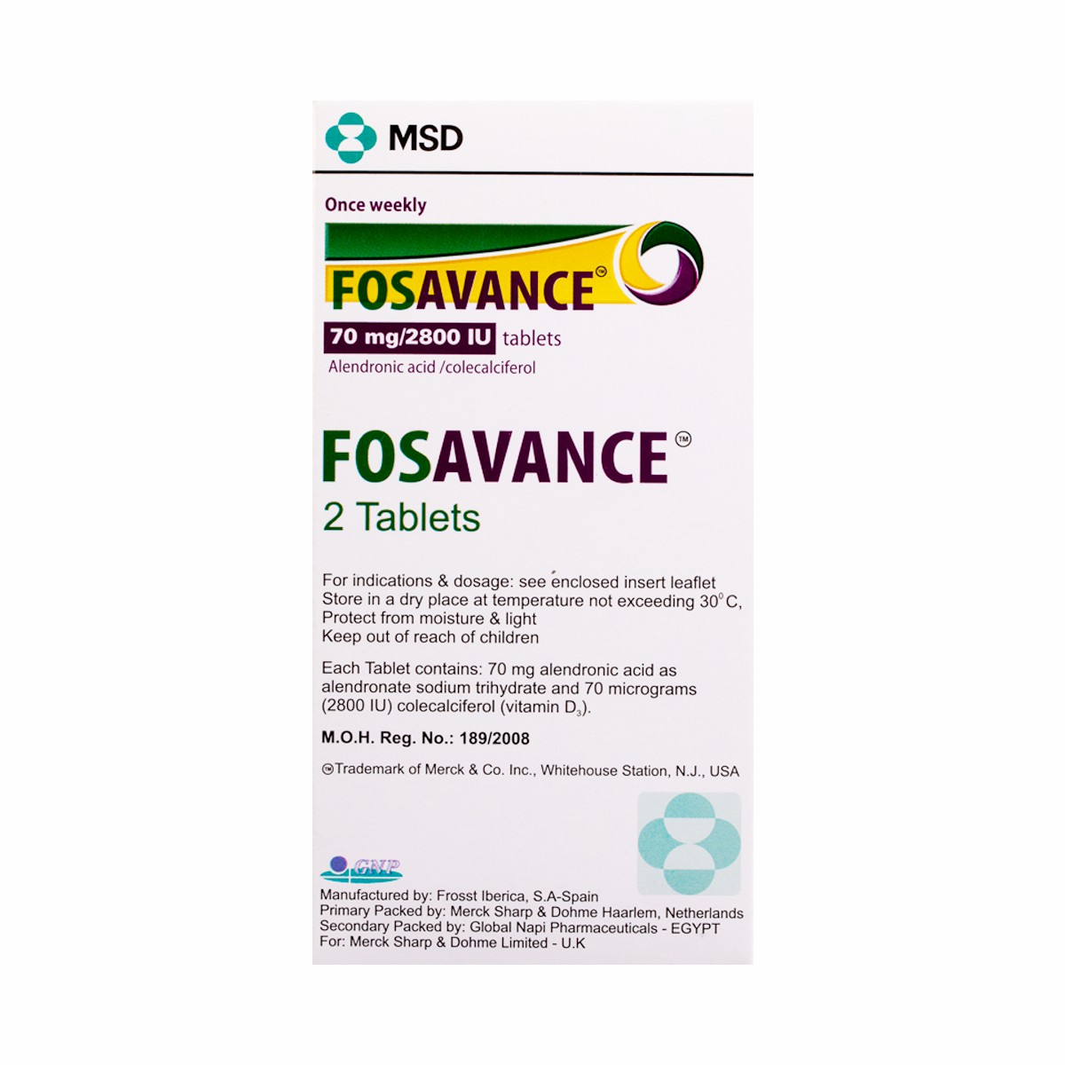 Fosavance 70mg 2 Tablets