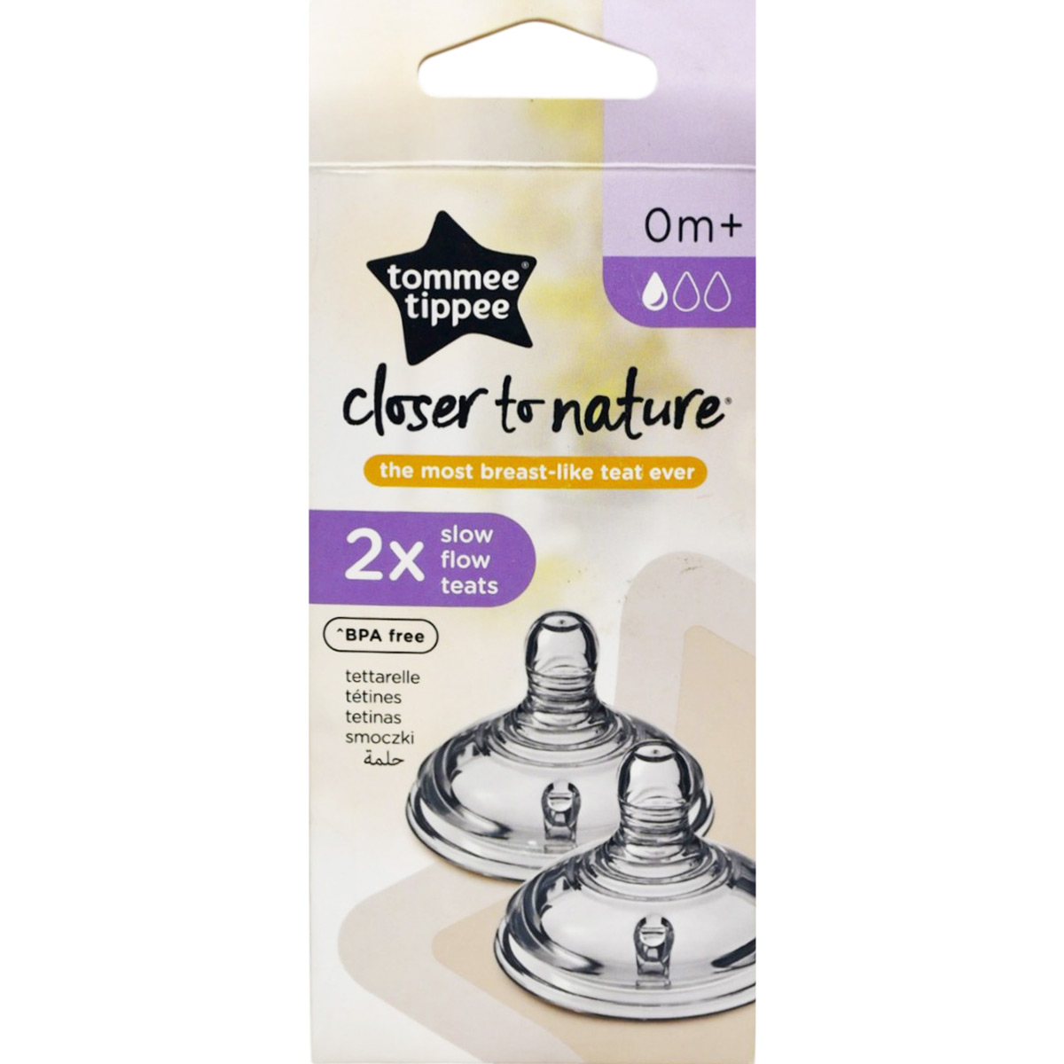 Tommee Tippee Closer to Nature Slow Flow Teat (0 Month+) 2 Pieces