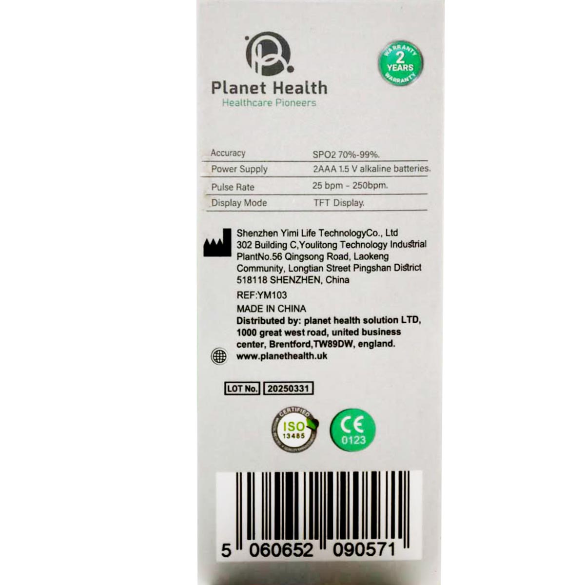 Planet Health Oximeter Finger/YM103 image number 1