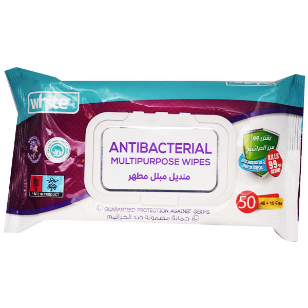 White Antie Bacterial Lavender Vanilla Wet Wipes 40+10 pieces (Offer Pack)