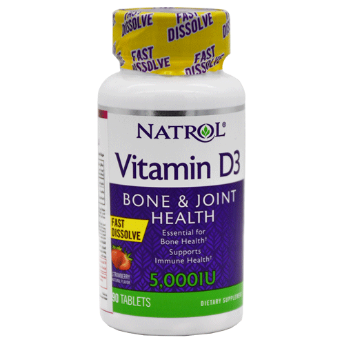 Natrol Vitamin D3 5000 IU Strawberry Flavor 90 Tablet