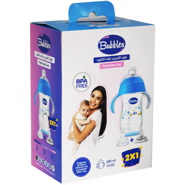 Bubbles Training Cup 2 in 1 With Hand Blue 280ml