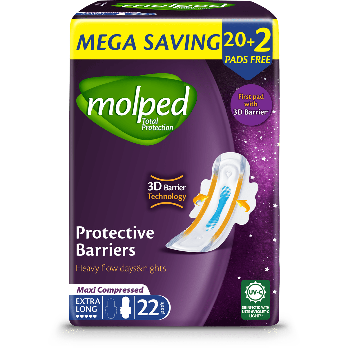 Molped Total Protection Maxi Extra Long 22 pieces (Offer Pack)