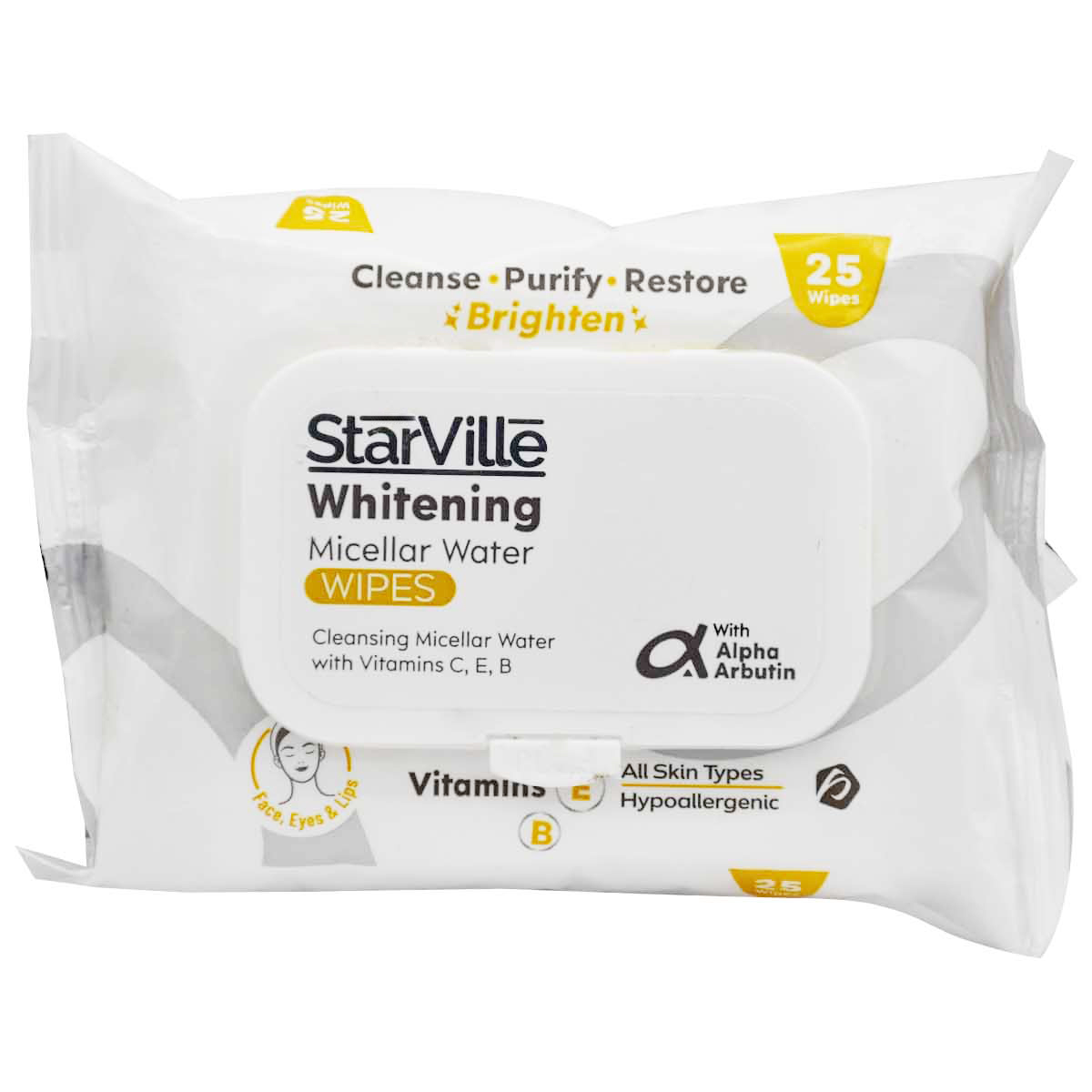 Starville Whitening Micellar Water Wipes 25 Pieces