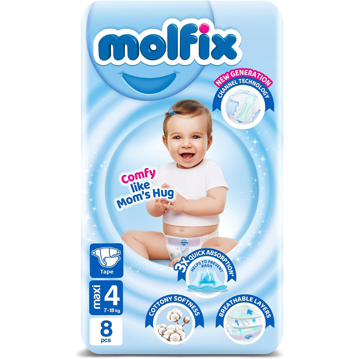 Molfix (4) Maxi (7-18kg) Diaper 8pcs