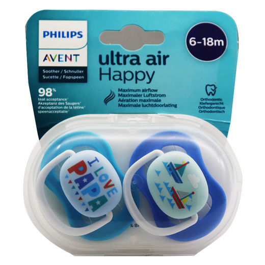 Avent Ultra Air Happy Soother from 6 to 18 Months 2 Pieces/SCF080/03