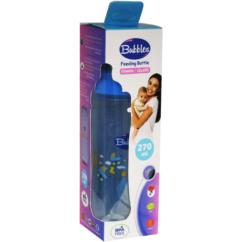 Bubbles Classic Feeding Bottle Blue (6)Month 270ml