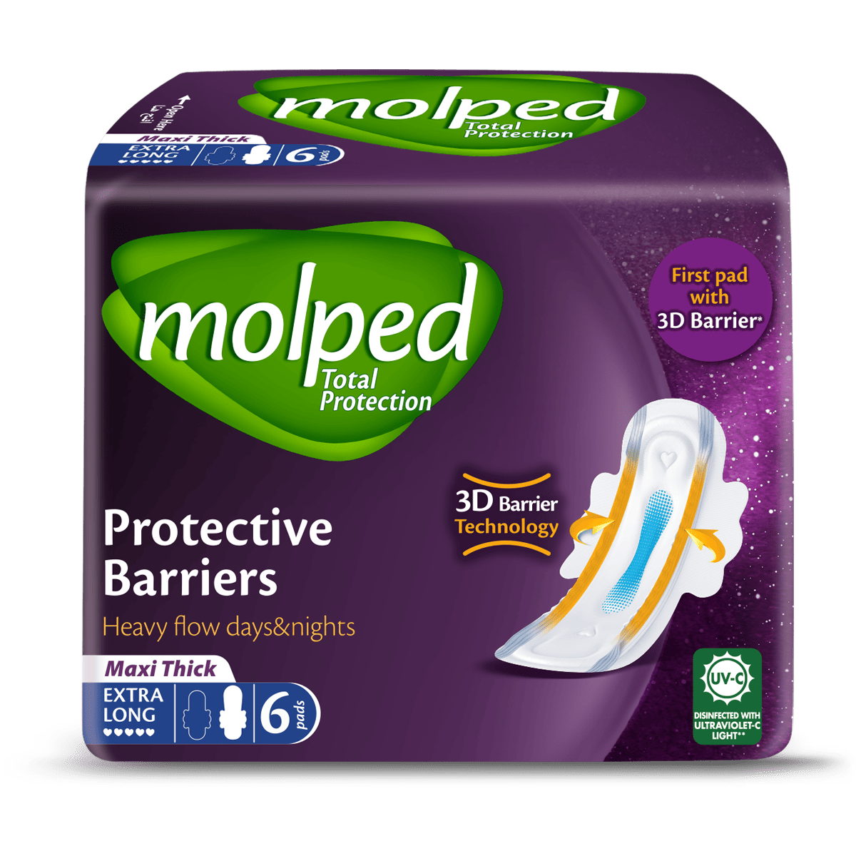 Molped Total Protection Maxi Thick Extra Long 6 Pieces