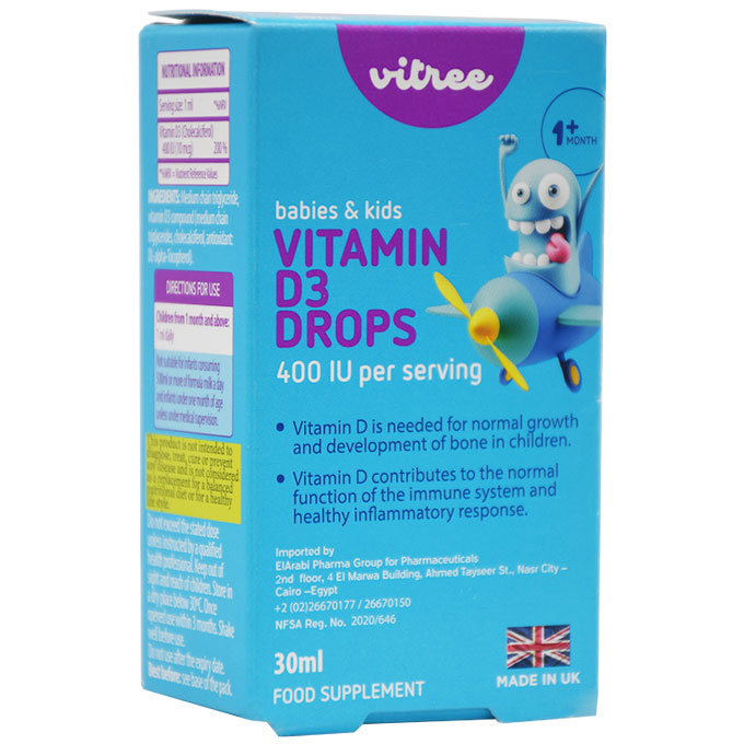 Vitree Vitamin D3 400 IU 30ml (+1 Months) Oral Drop