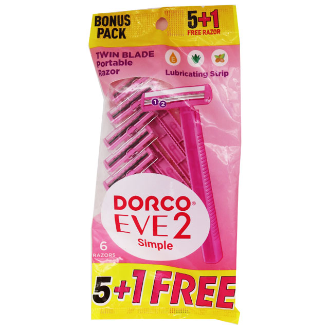Dorco Eve 2 Simple Disposable Razor 5+1 Pieces (Offer Pack)