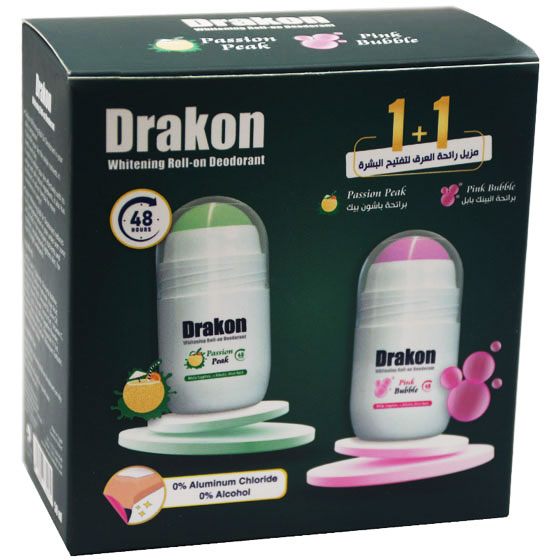 Drakon ( Pink Bubble + Passion Peak ) Deodorant Roll On 2X50ml (Offer Pack)