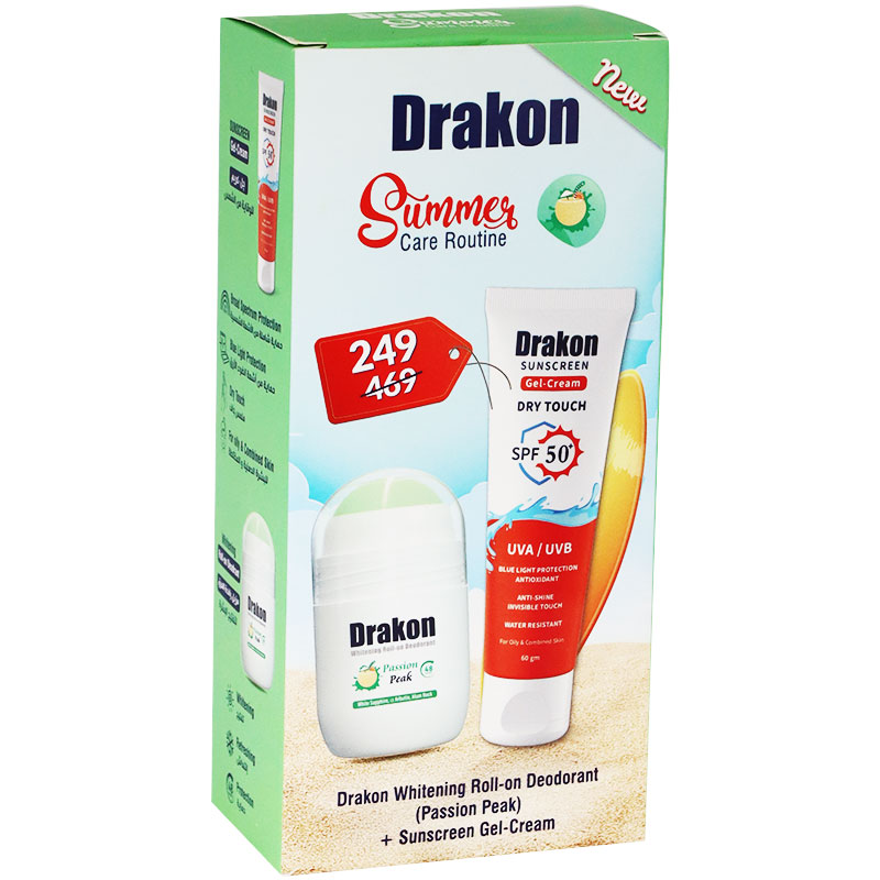Drakon Sunscreen SPF (50+) Gel Cream 60 ml + Whitening Roll On Passion Peak 50 ml (Offer Pack)