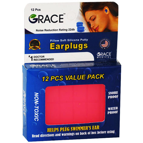 Grace Silicone Ear Plugs Adult 12 pieces