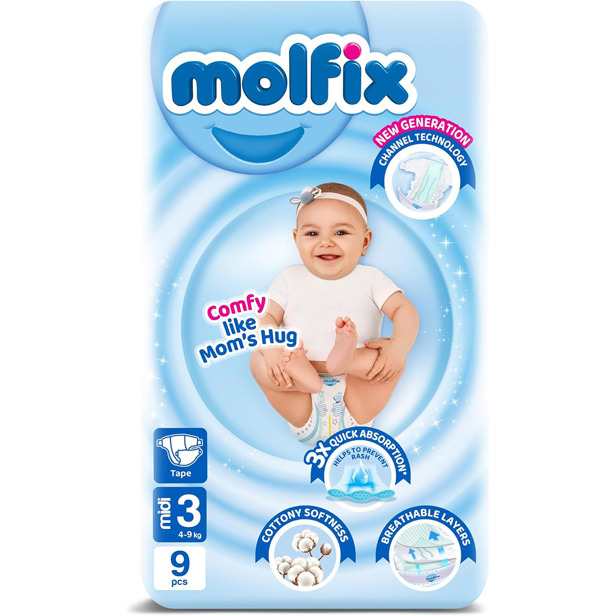 Molfix (3) Midi (4-9kg) Diaper 9pcs