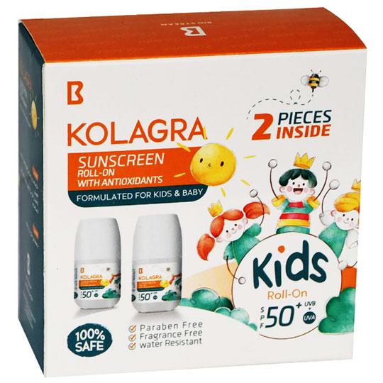 Kolagra Kids Sun Screen Spf(50+) Roll On 2X60ml (Offer Pack)