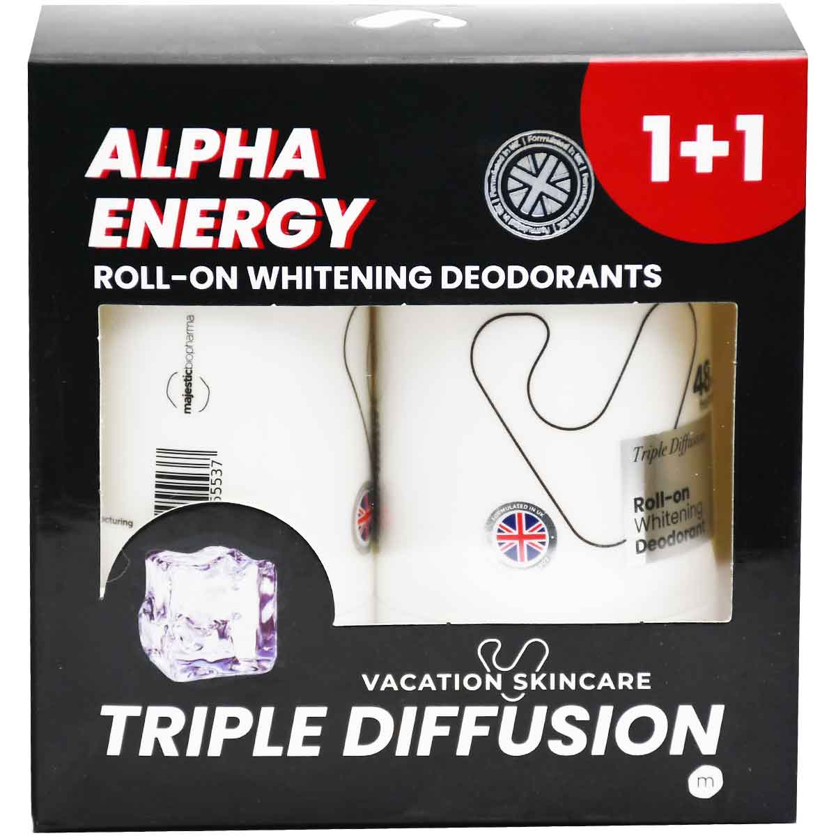 Vacation Triple Diffusion Deodorant Roll On for Men 50ml (1+1) (Offer Pack)