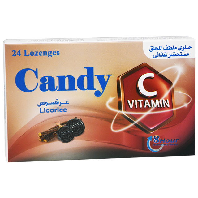 Candy Vitamin C Licorice Flavor 24 Lozenges