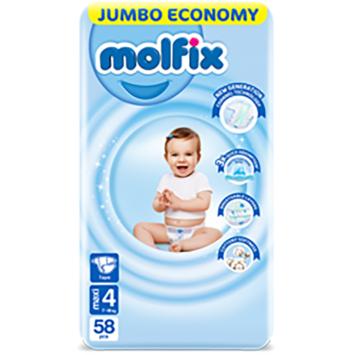 Molfix (4) Maxi (7-18kg) Diaper 64/58pcs