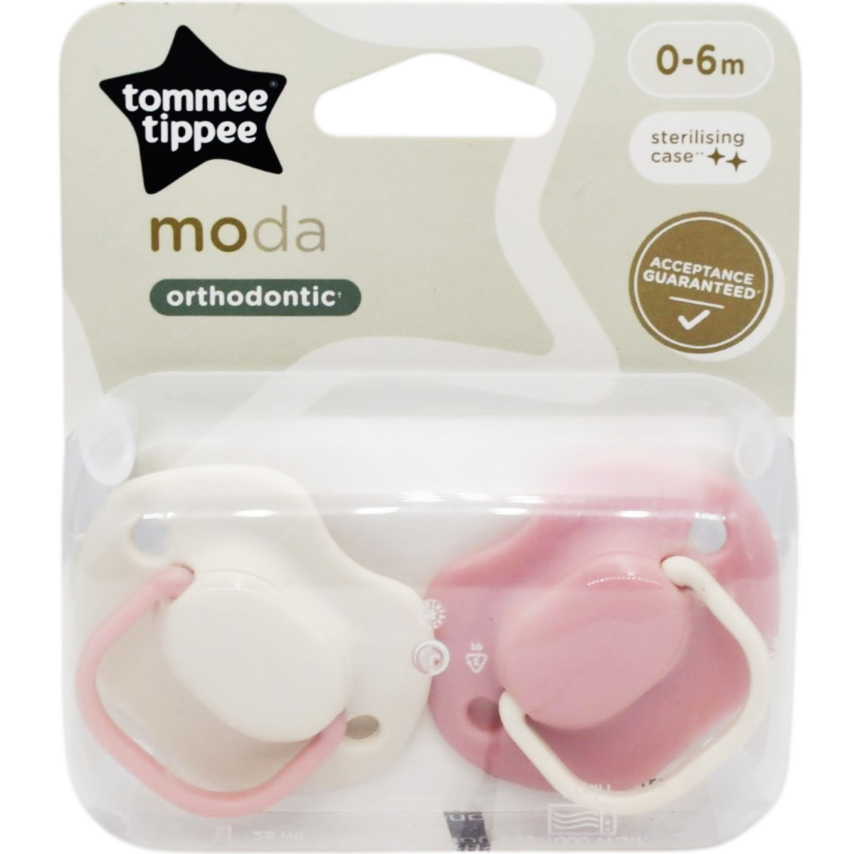 Tommee Tippee Moda Orthodontic Soothers (0-6 Month) 2 Pieces