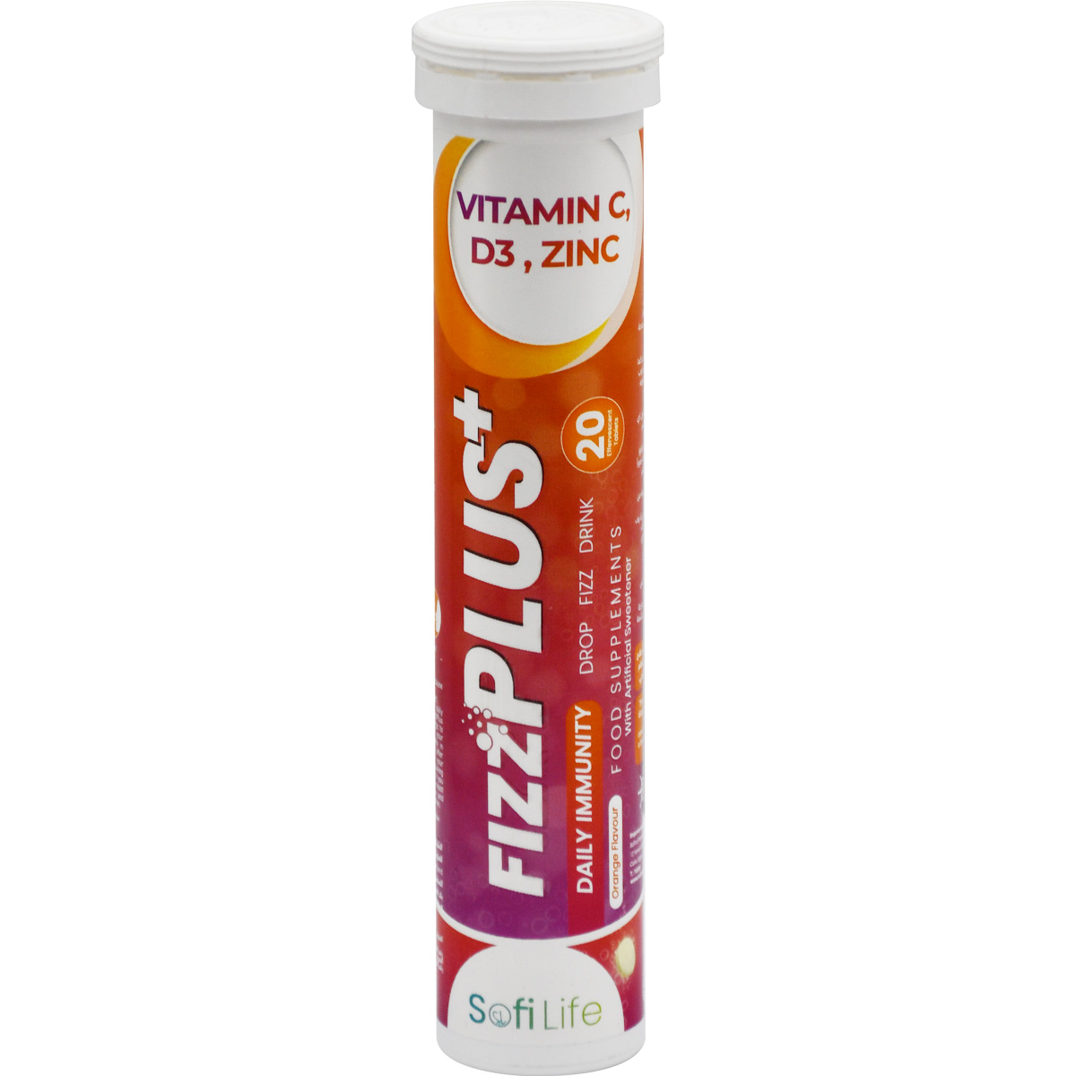 Sofi Life Fizz Plus Vitamin C & D3 & Zinc 20 Effervescent Tablets